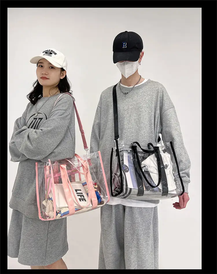 Pvc Transparent Women's Shoulder Messenger Bag Pink — feature 18