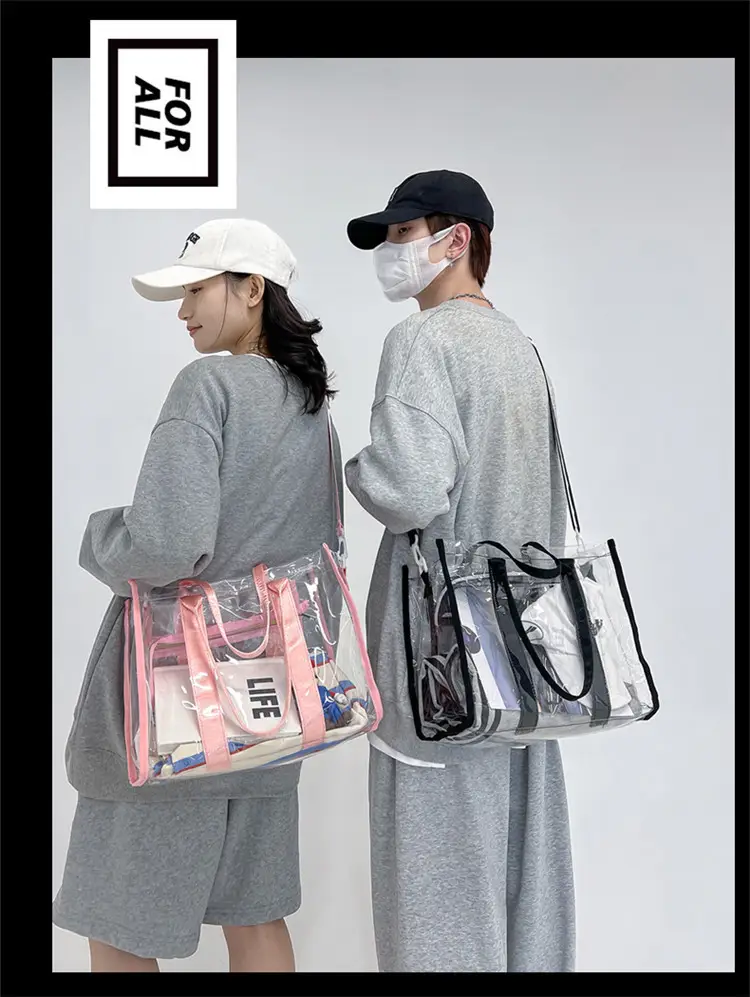 Pvc Transparent Women's Shoulder Messenger Bag Pink — feature 19