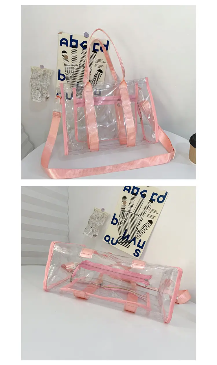 Pvc Transparent Women's Shoulder Messenger Bag Pink — feature 35