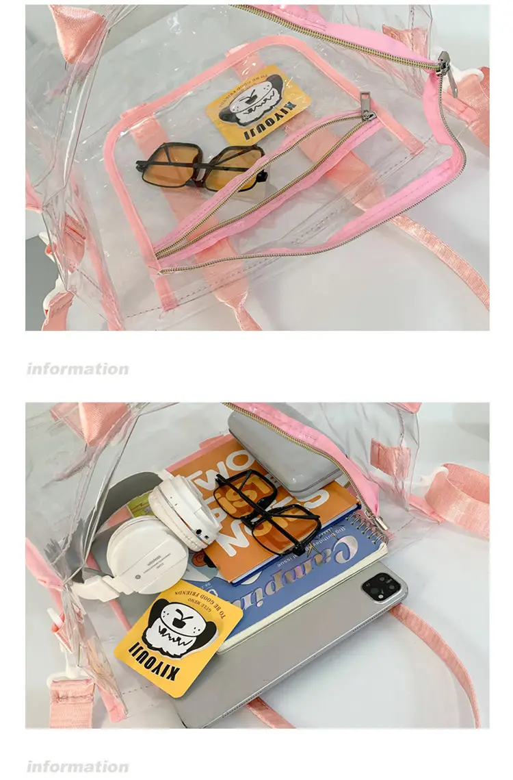 Pvc Transparent Women's Shoulder Messenger Bag Pink — feature 37
