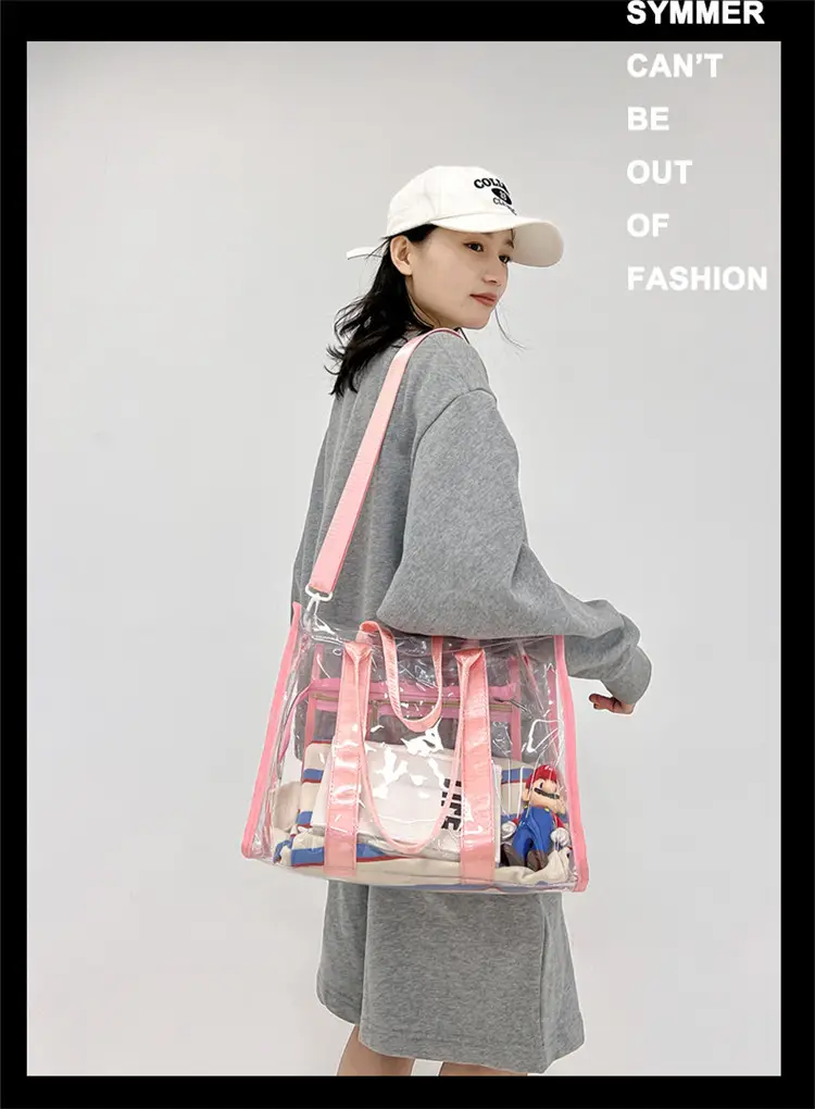 Pvc Transparent Women's Shoulder Messenger Bag Pink — feature 6