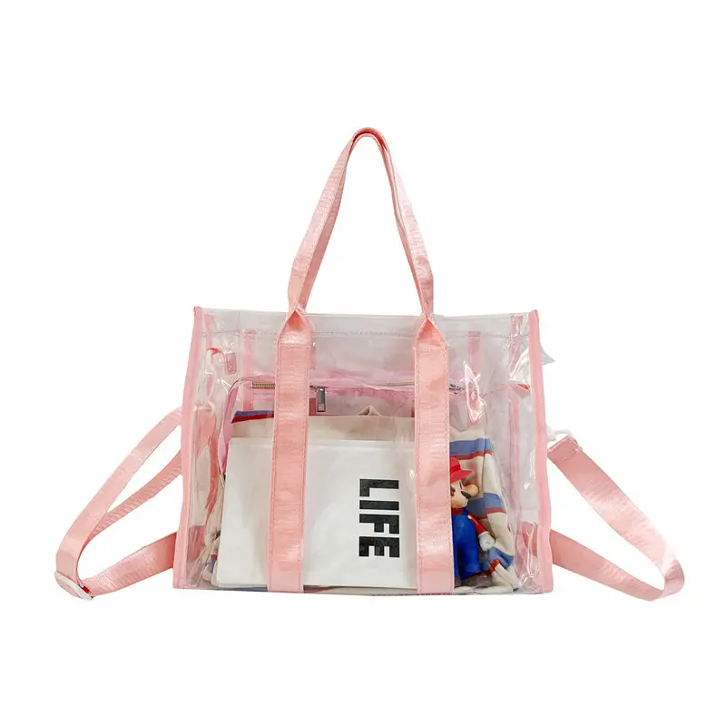 Pvc Transparent Women's Shoulder Messenger Bag Pink - Image 3