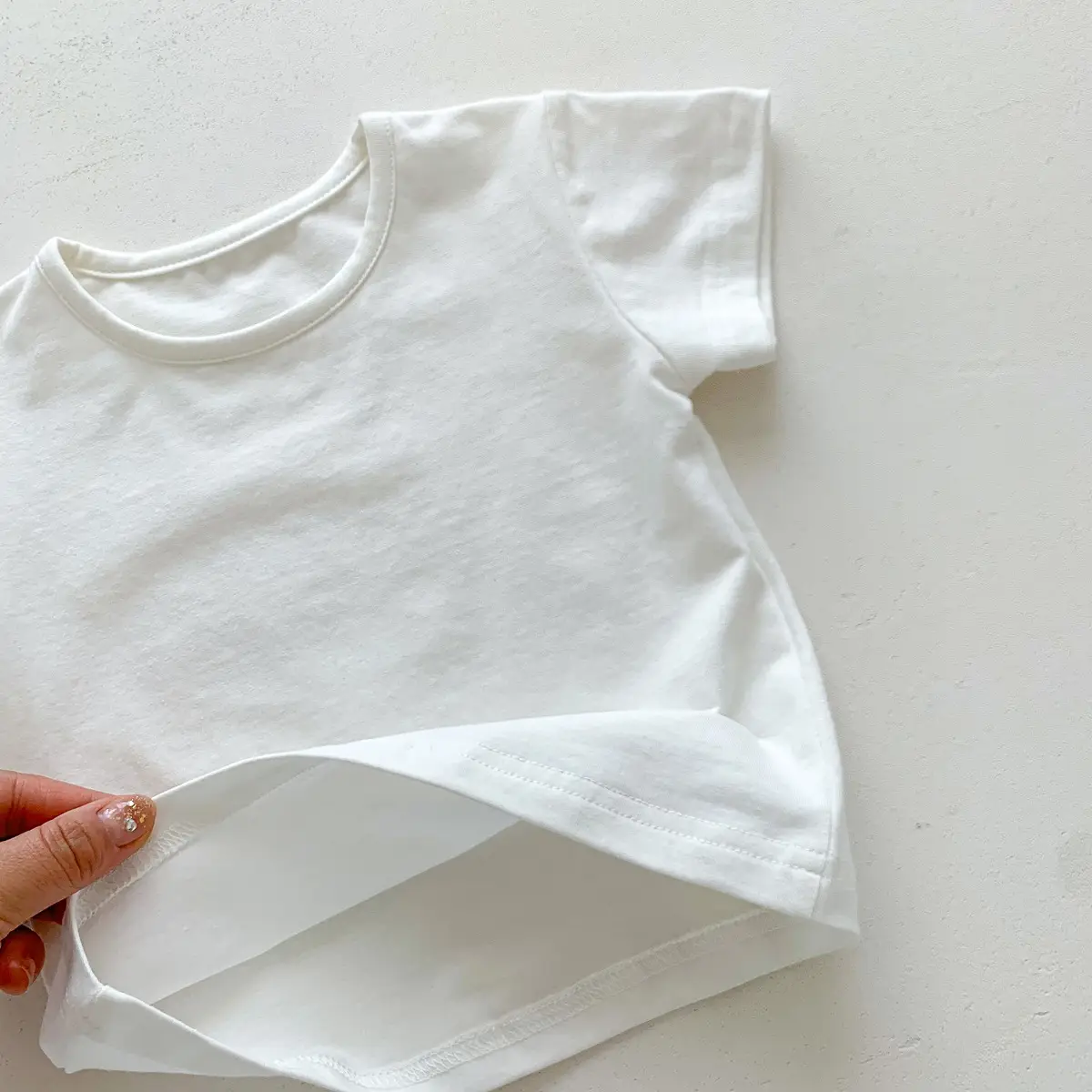 Children's White Short Sleeve T-Shirt Round Neck - Image 5