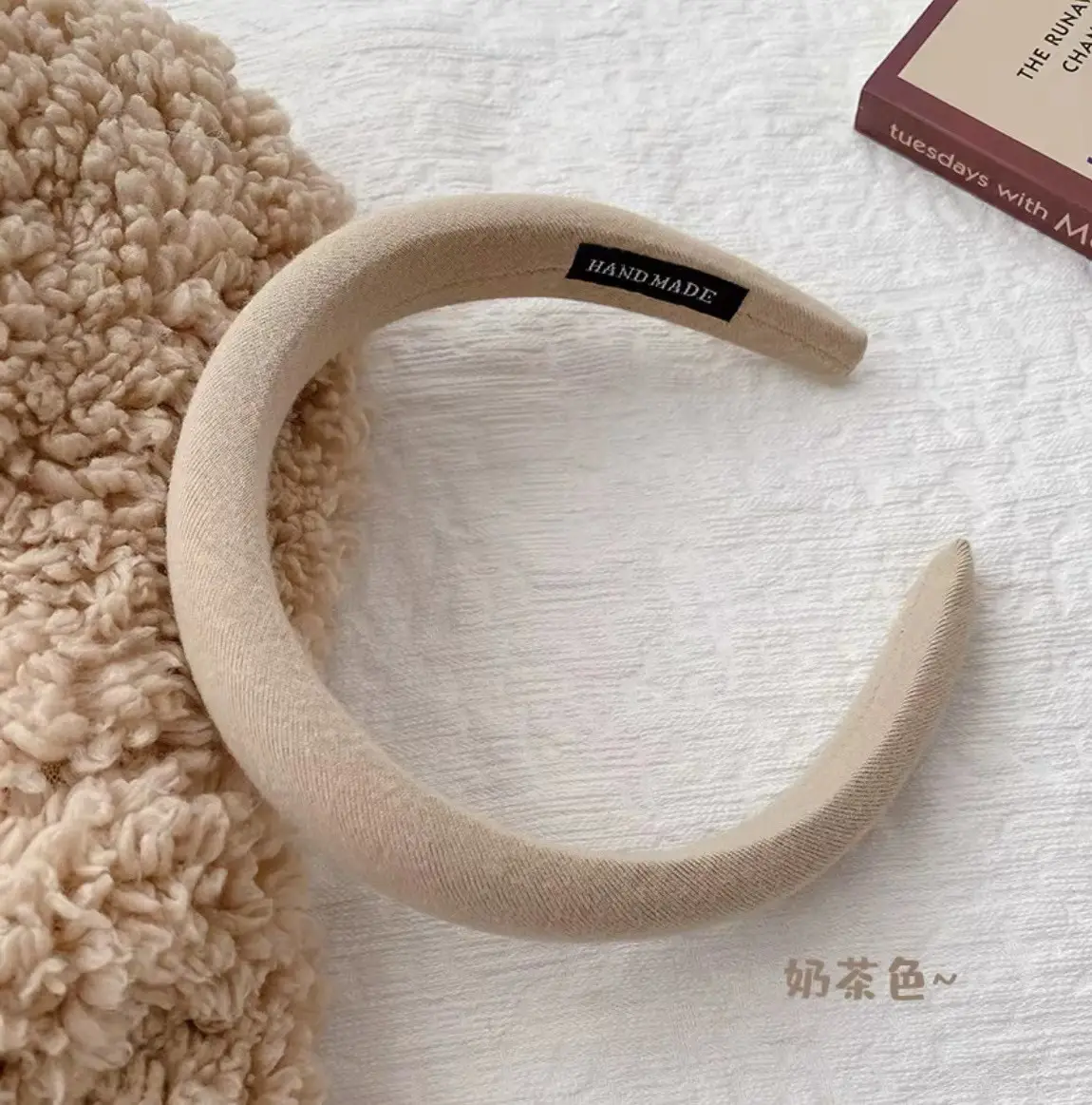 Velvet Houndstooth Hairband for Women Brown - Image 10