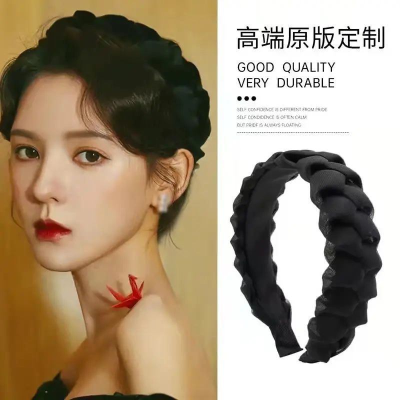 Velvet Houndstooth Hairband for Women Brown - Image 4
