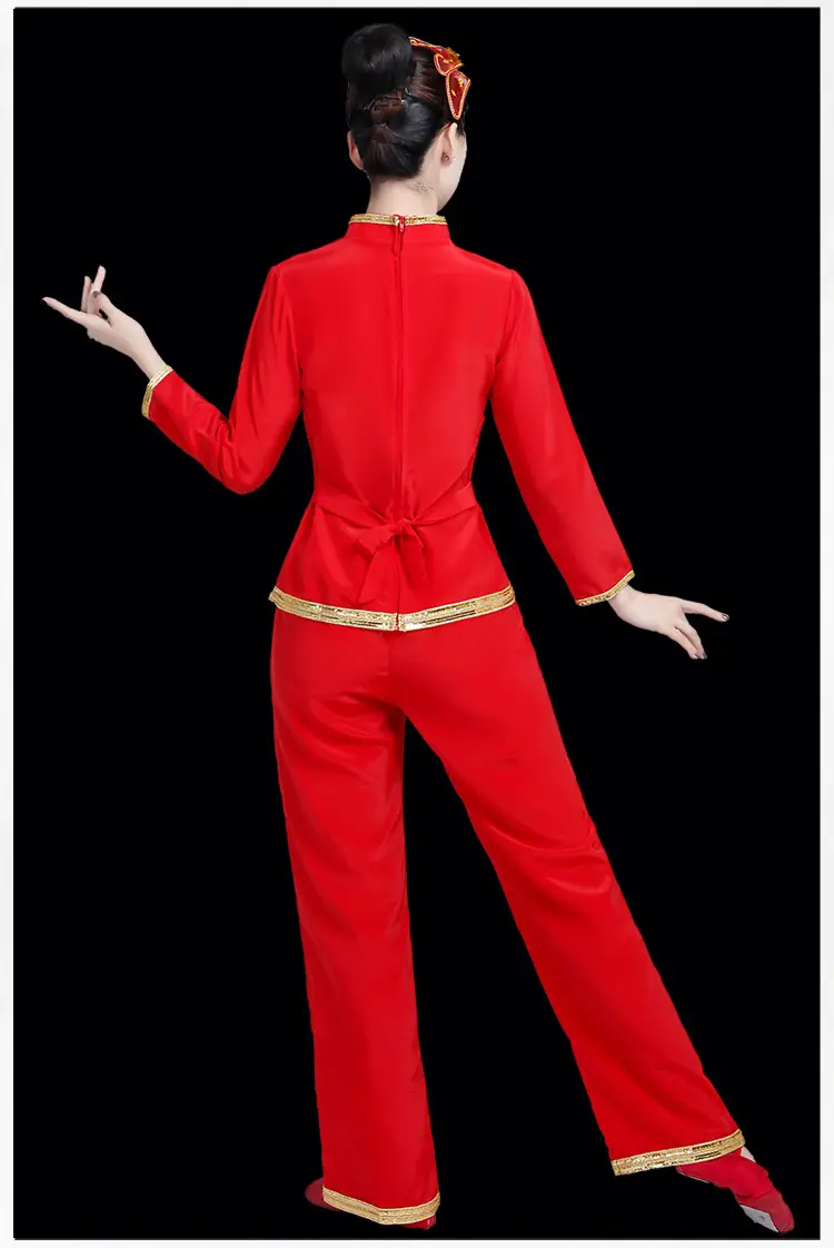 Green Square Dance Costumes 2023 Set Fan Waist Drum — feature 12