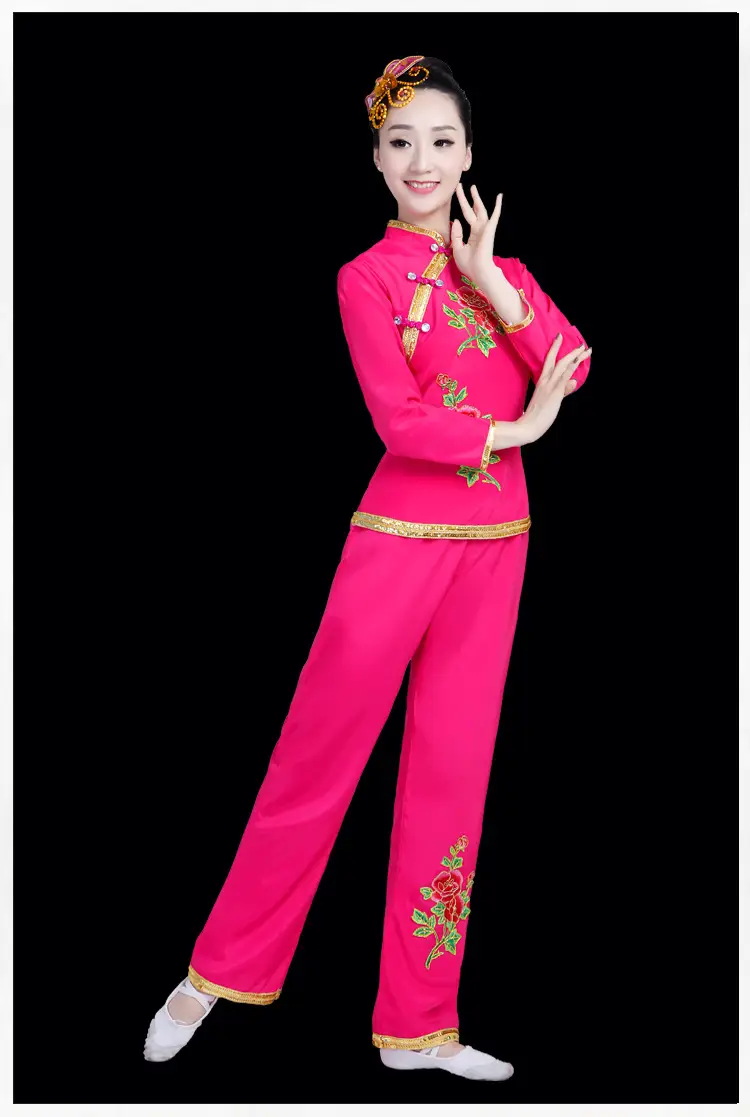 Green Square Dance Costumes 2023 Set Fan Waist Drum — feature 13