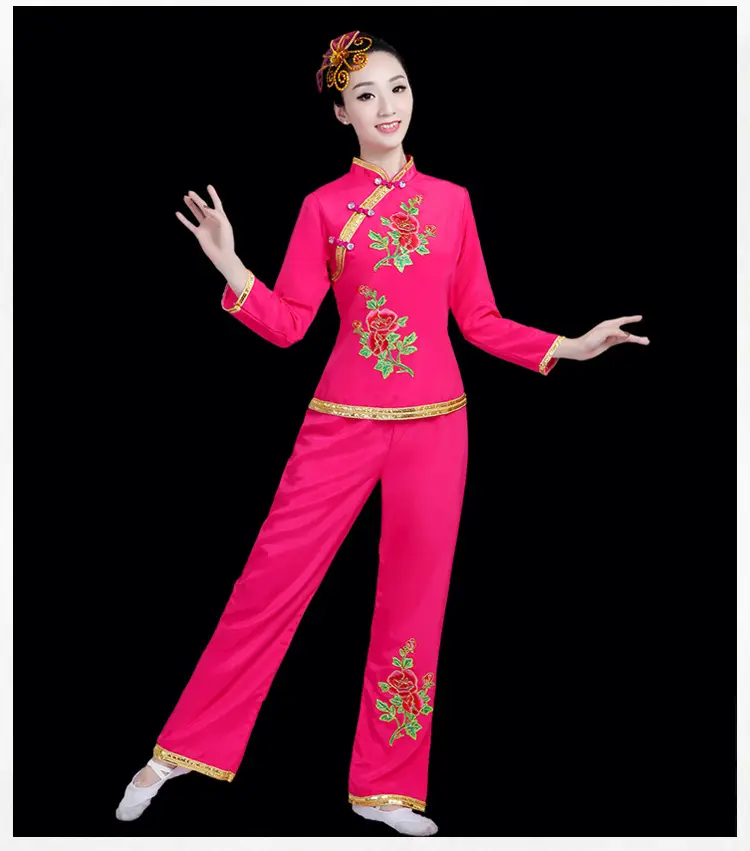Green Square Dance Costumes 2023 Set Fan Waist Drum — feature 15