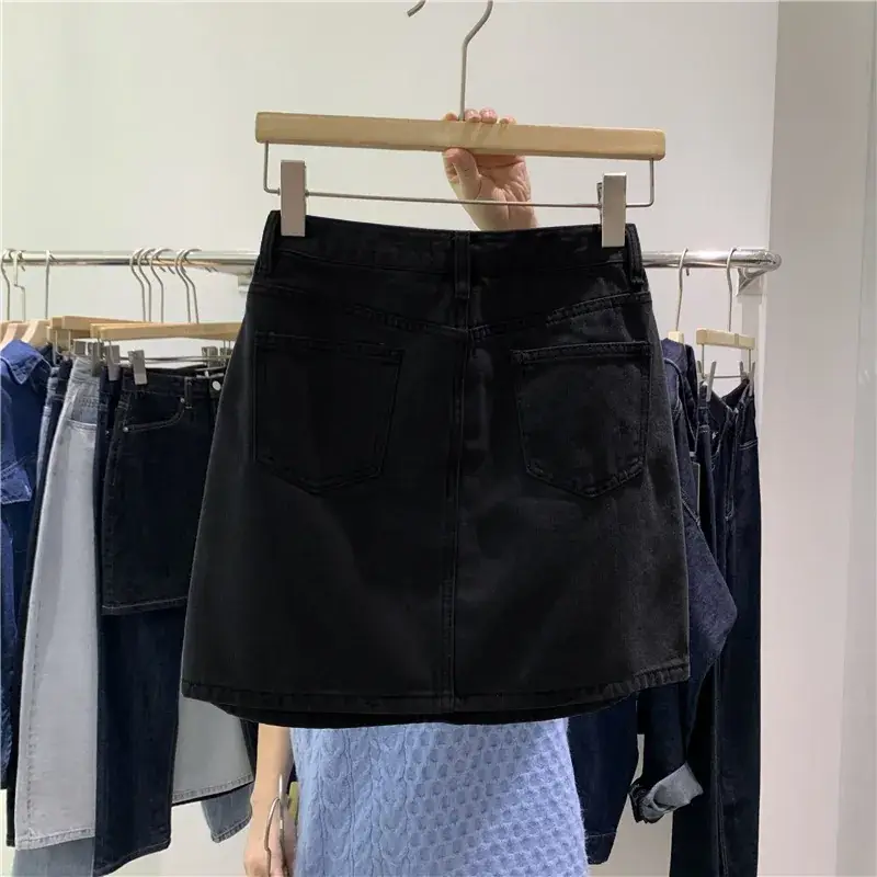 Women Denim High Waist Slimming Skirt Light Blue 2023 - Image 2