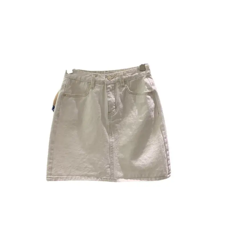 Women Denim High Waist Slimming Skirt Light Blue 2023 - Image 6
