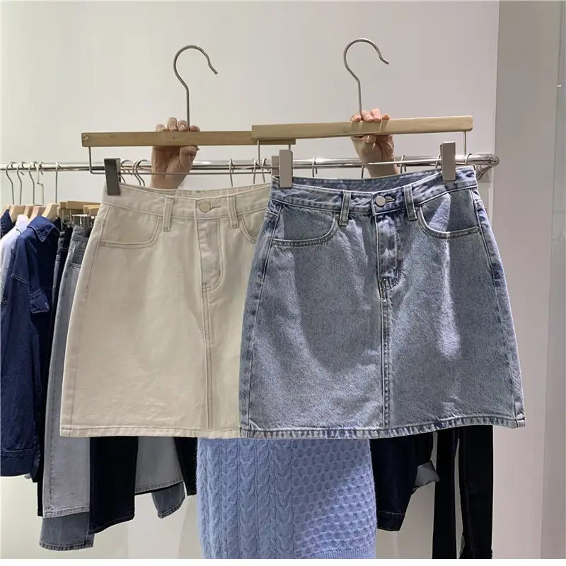 Women Denim High Waist Slimming Skirt Light Blue 2023 — feature 1