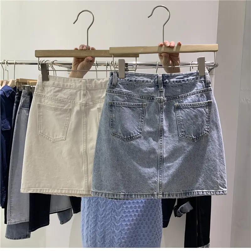 Women Denim High Waist Slimming Skirt Light Blue 2023 — feature 3