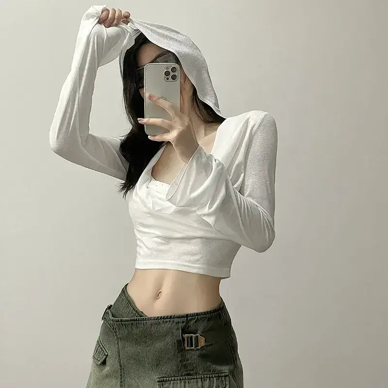 2023 Women's White Hooded Long Sleeve Sun Protection Top - Image 3