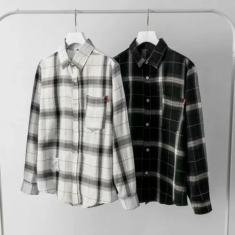 Men Red Plaid Button Shirt Yellow Black Blue