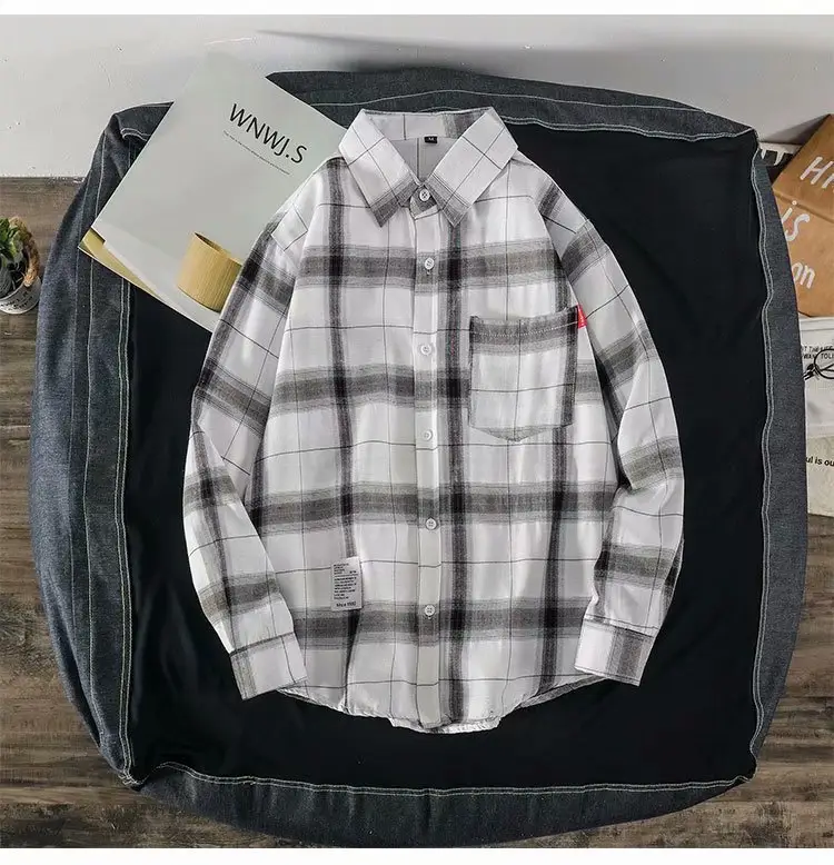 Men Red Plaid Button Shirt Yellow Black Blue — feature 4