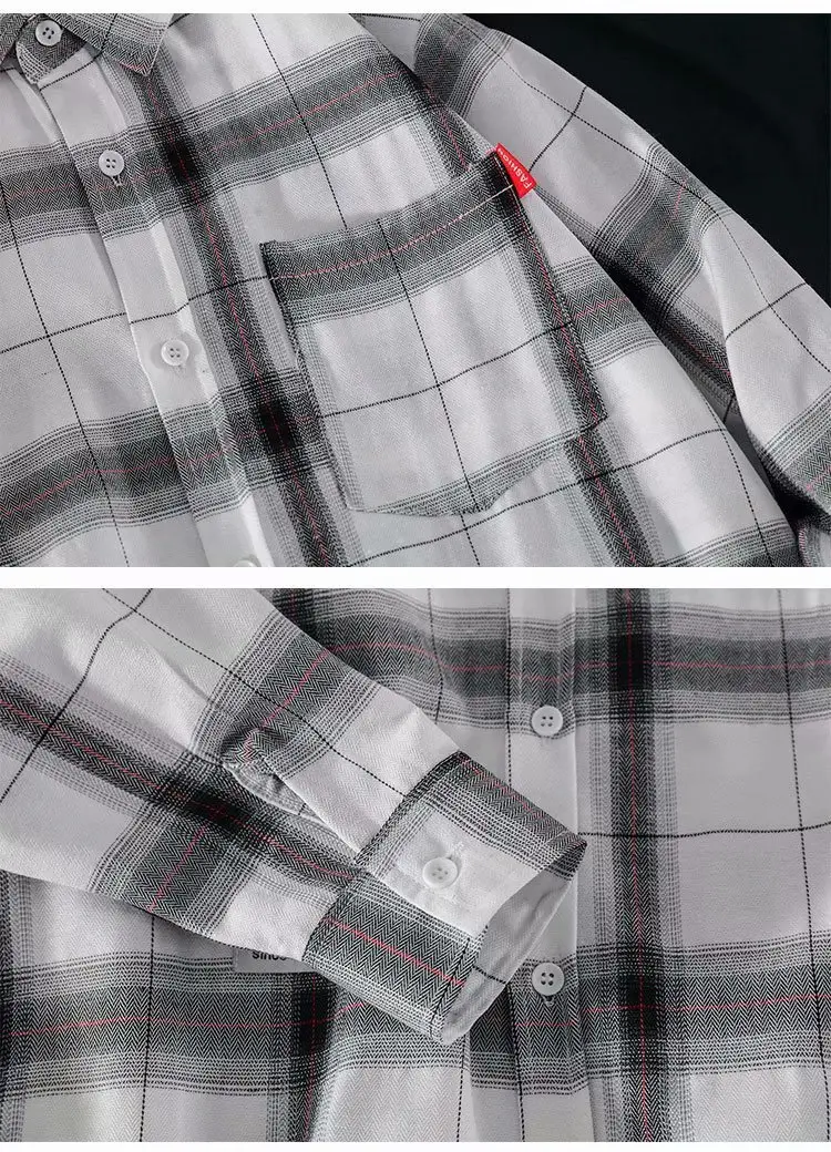 Men Red Plaid Button Shirt Yellow Black Blue — feature 7