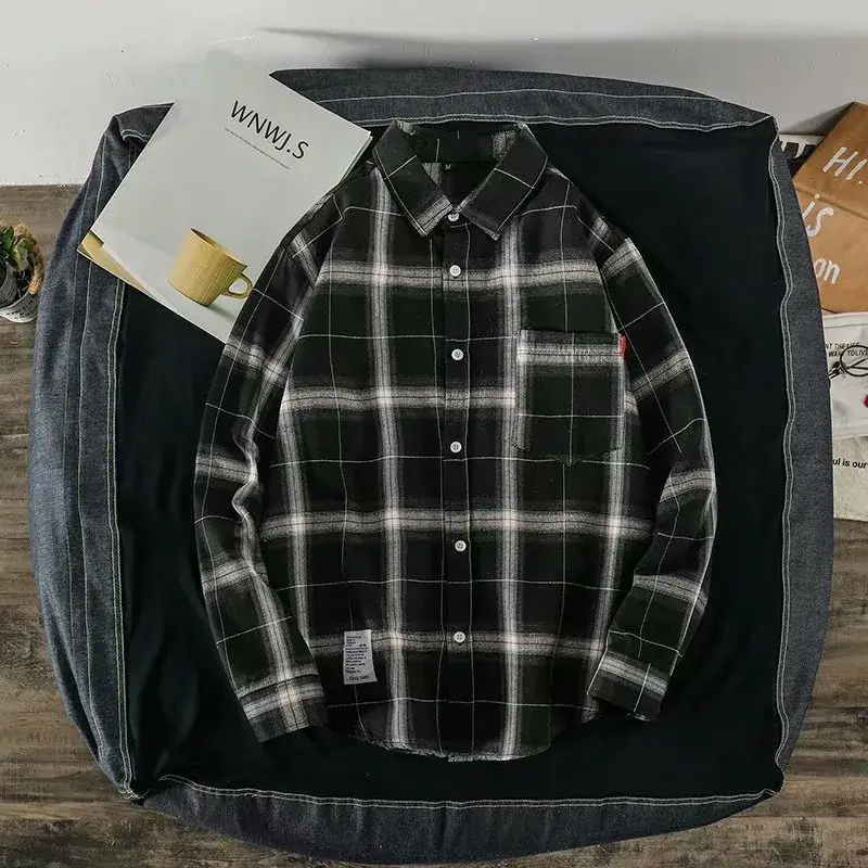 Men Red Plaid Button Shirt Yellow Black Blue