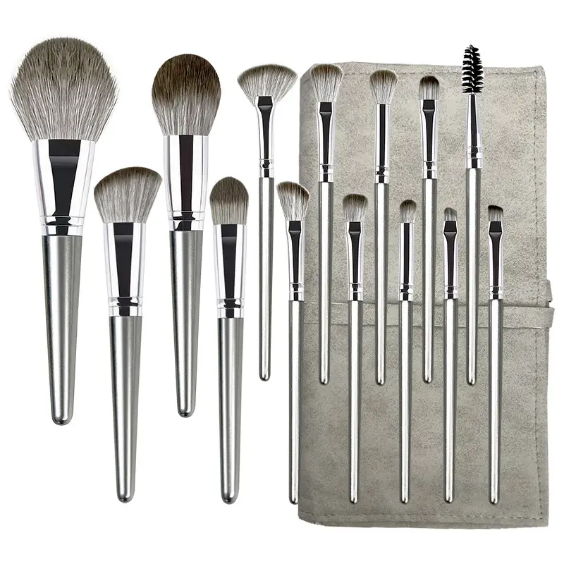 14 Pcs Makeup Brush Holder Set Green Leather - Image 8