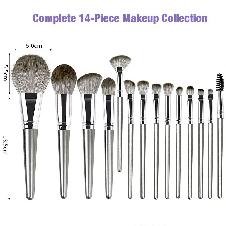 14 Pcs Makeup Brush Holder Set Green Leather - Image 9