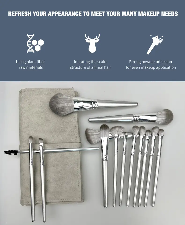 14 Pcs Makeup Brush Holder Set Green Leather β feature 10