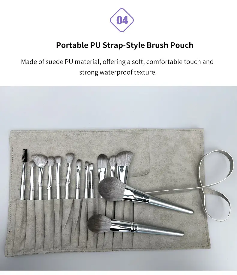 14 Pcs Makeup Brush Holder Set Green Leather β feature 15