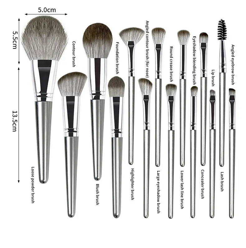 14 Pcs Makeup Brush Holder Set Green Leather