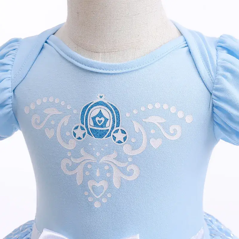 Blue Frozen Princess Baby Climbing Suit with Tulle Trouser - Image 3