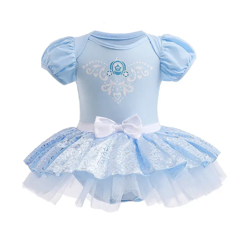 Blue Frozen Princess Baby Climbing Suit with Tulle Trouser - Image 5