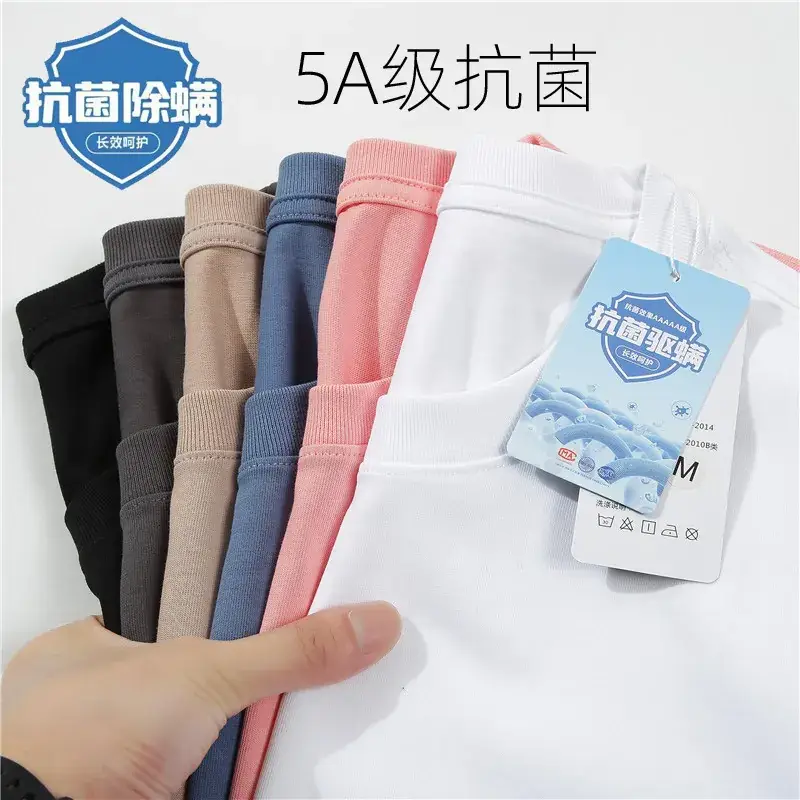 Men's Navy Blue Antibacterial Cotton T-Shirt 260g - Image 16