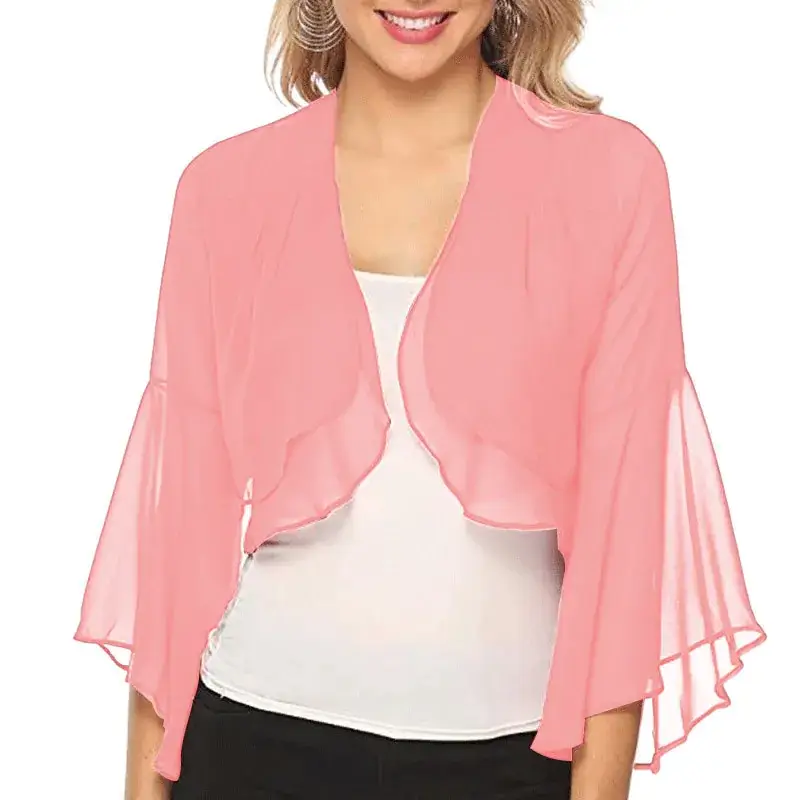 Blue Ruffled Cardigan with Ruffled Sleeves for Women - Image 5