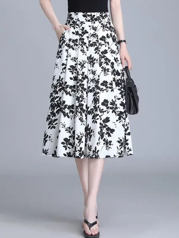 Women Floral Chiffon Skirt Mid Length 2023 - Image 5