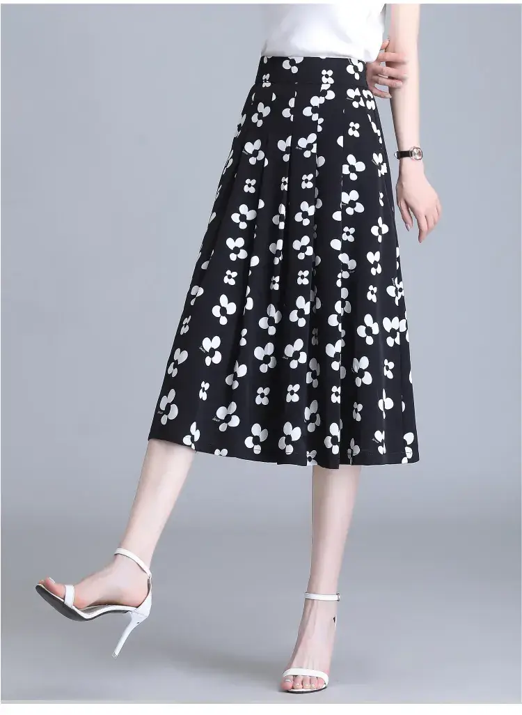 Women Floral Chiffon Skirt Mid Length 2023 — feature 24