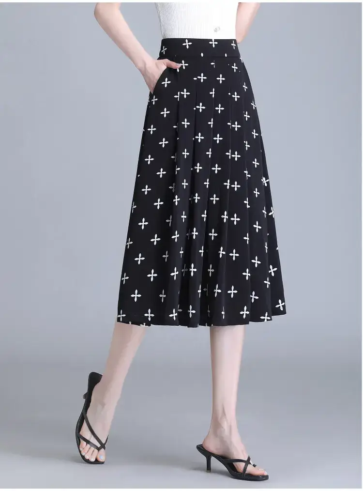 Women Floral Chiffon Skirt Mid Length 2023 — feature 27