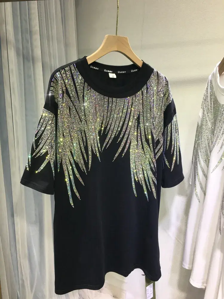 Heavy-Duty Rhinestone T-Shirt Extra Large Men Women - Image 3