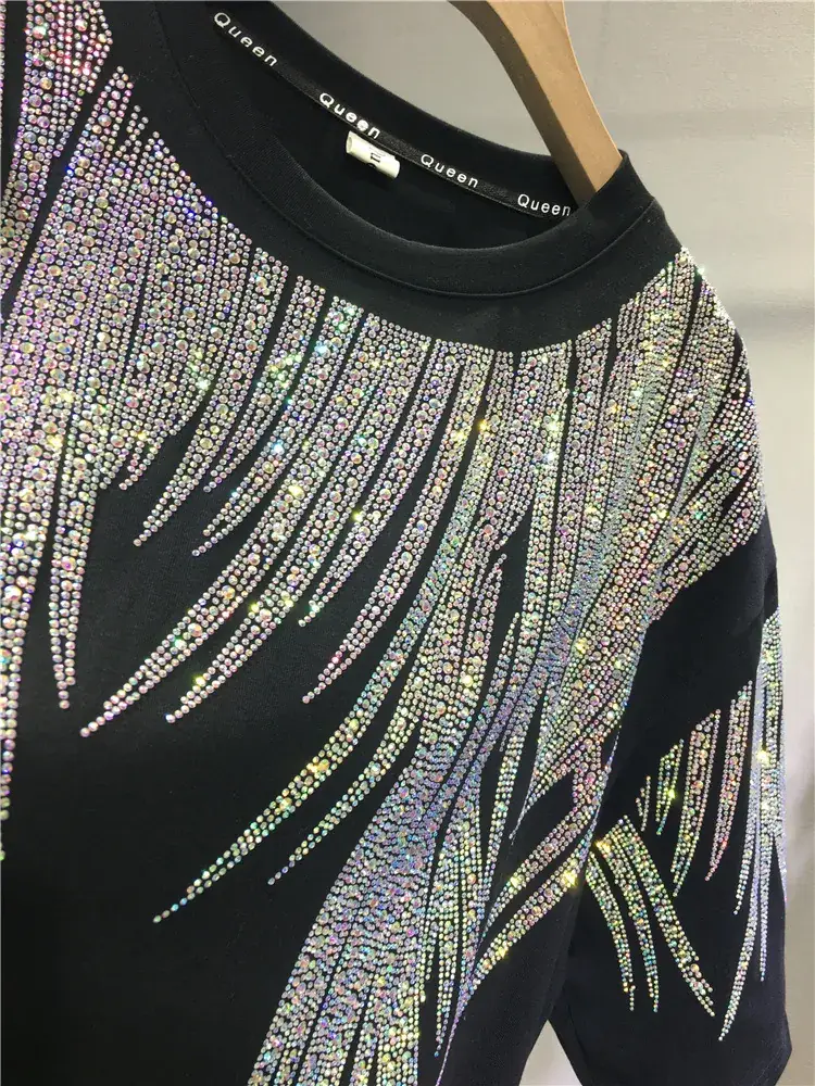 Heavy-Duty Rhinestone T-Shirt Extra Large Men Women - Image 4