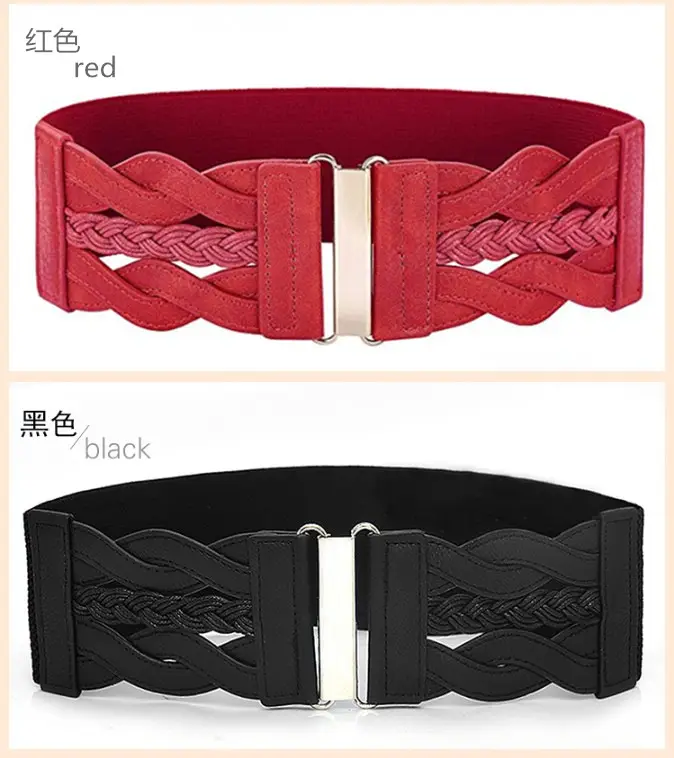 White Embroidered Elastic Waist Belt for Women — feature 13