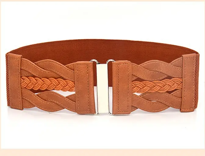 White Embroidered Elastic Waist Belt for Women — feature 9