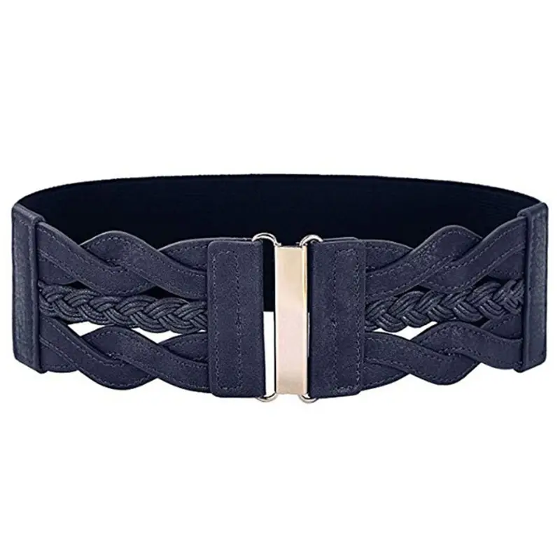 White Embroidered Elastic Waist Belt for Women