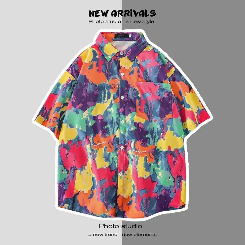 Men's Short Sleeve Printed Shirt Summer Wear - Image 11