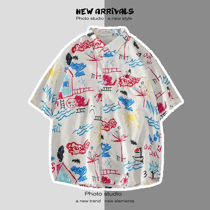 Men's Short Sleeve Printed Shirt Summer Wear - Image 13