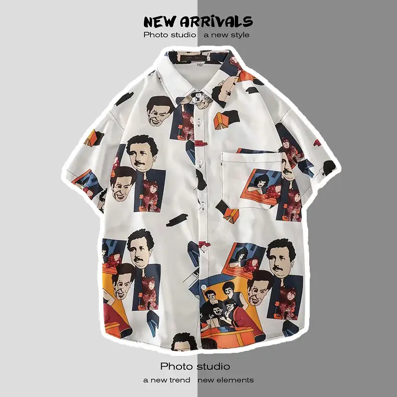 Men's Short Sleeve Printed Shirt Summer Wear - Image 29