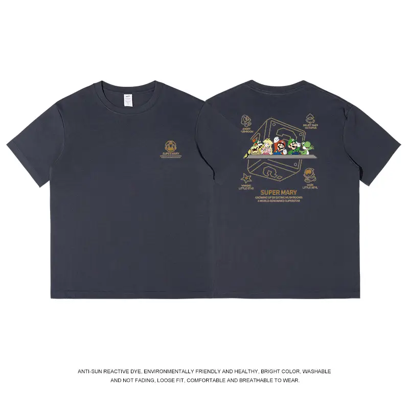 Women Printed Cotton T-Shirt Black Summer Loose Fit - Image 6