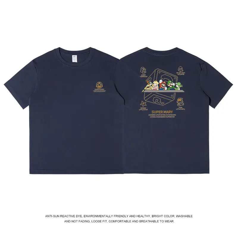Women Printed Cotton T-Shirt Black Summer Loose Fit - Image 7