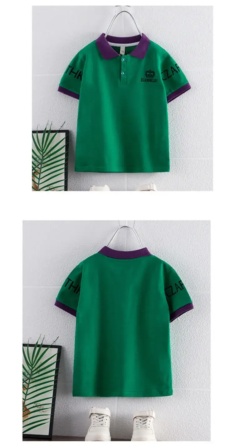 Children's Green Polo Shirt with Crown Logo — feature 5
