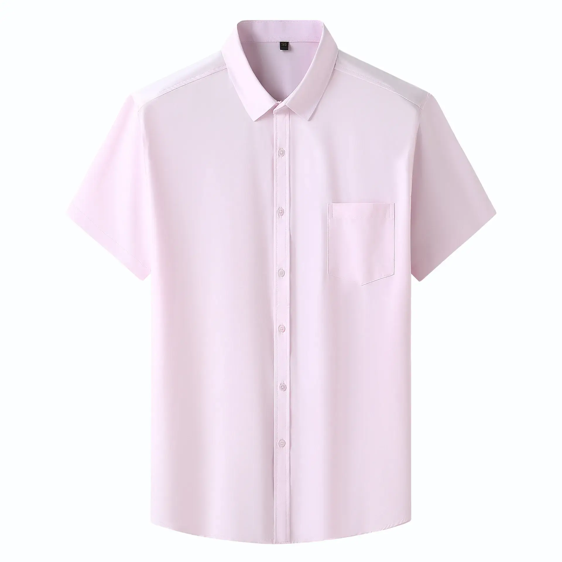 Men Button Short Sleeve Shirt Navy Blue - Image 10