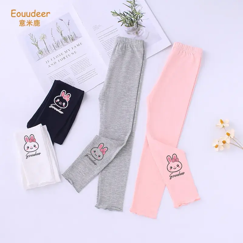 White Korean Style Baby Girls Leggings with Bunny Print - Image 7
