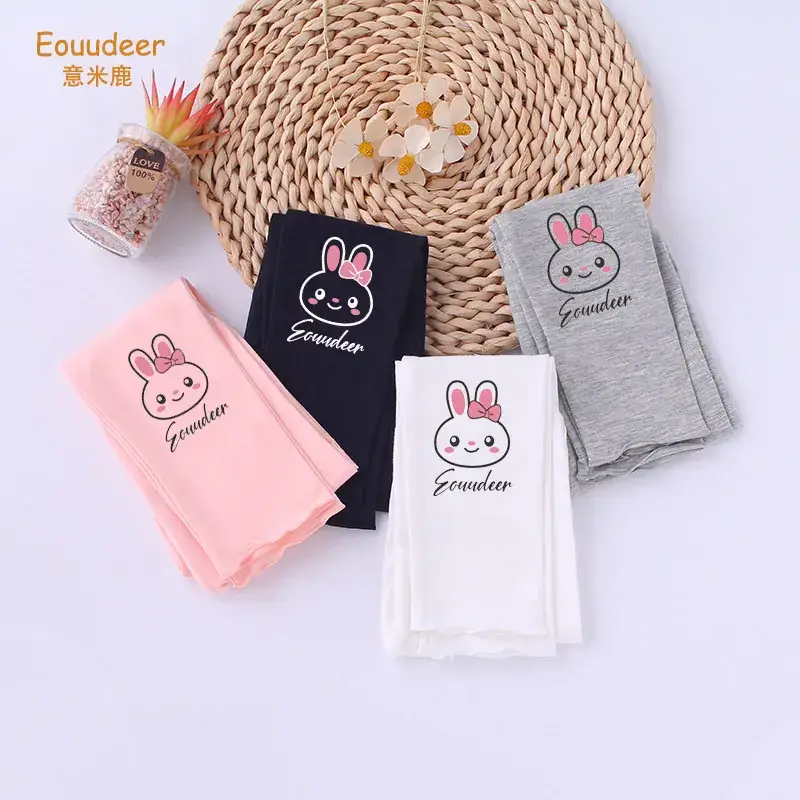 White Korean Style Baby Girls Leggings with Bunny Print - Image 8