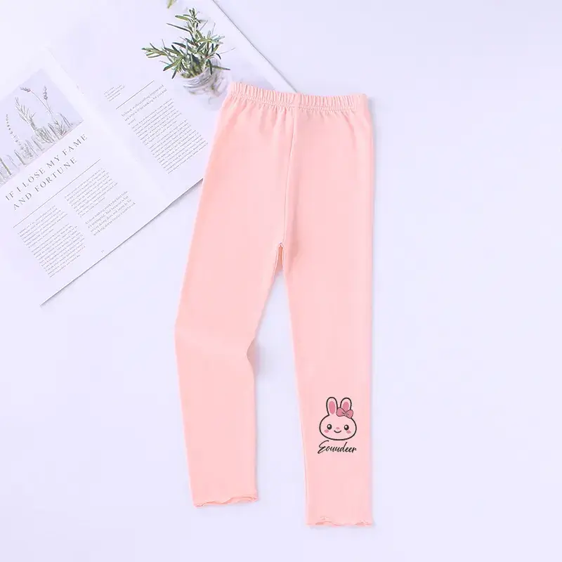 White Korean Style Baby Girls Leggings with Bunny Print - Image 4