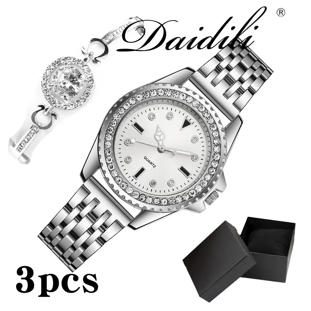 3PCs Green Crystal Watch Set for Girls