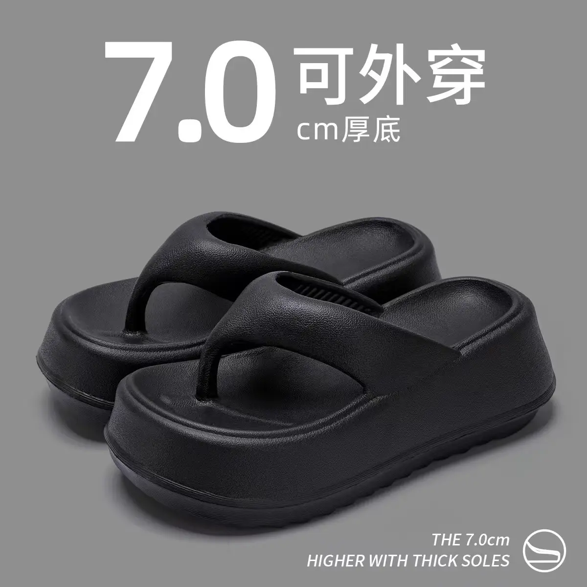 Women Beach Sandals Black Thick Sole 2026